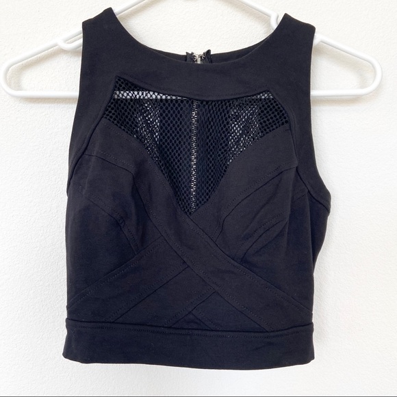 Guess Los Angeles Halter Crop Top w/ Fishnet - Picture 3 of 4